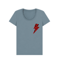 Load image into Gallery viewer, Stone Blue Christmas red and green leopard print lightning bolt scoop neck t-shirt
