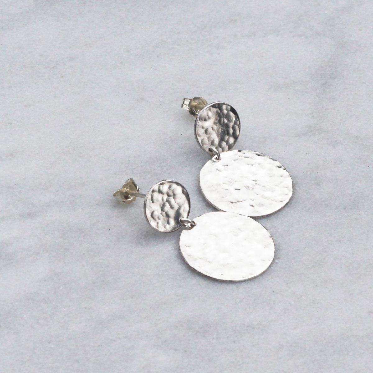 Double Hammered Disc Earrings