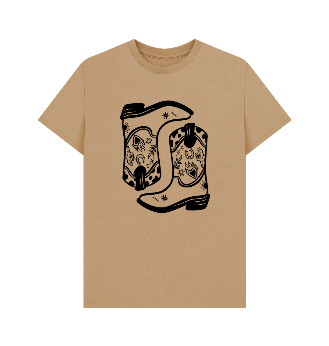 Sand Double cowboy boot crew neck t-shirt