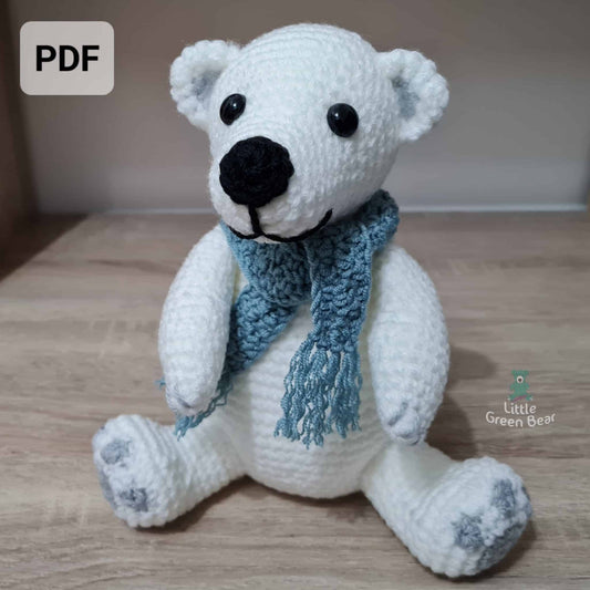 PDF Polar Bear Crochet Pattern, Preston the Polar Bear Crochet Pattern, Crochet Pattern, Bear Amigurumi Pattern, Christmas Craft