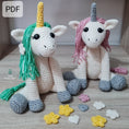 Load image into Gallery viewer, PDF Unicorn Crochet Pattern, Uma the Unicorn Crochet Pattern, Crochet Pattern, Unicorn Amigurumi Pattern
