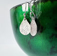 Load image into Gallery viewer, Hand Stamped Daisy Sterling Silver Teardrop Earrings - MaisyPlum
