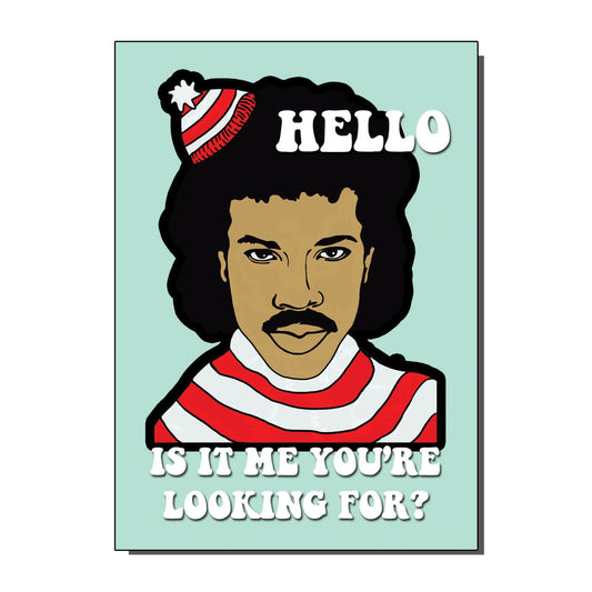 Hello Lionel Richie Wheres Wally 1980s Inspired Birthday / Greetings Card