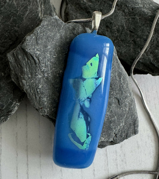 Azure Blue Handmade Fused Glass Pendant