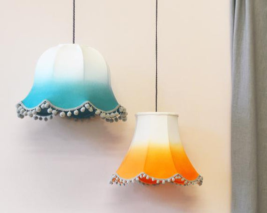 Emerald Blue Ombre Bell Shaped Handmade Ceiling Lampshade
