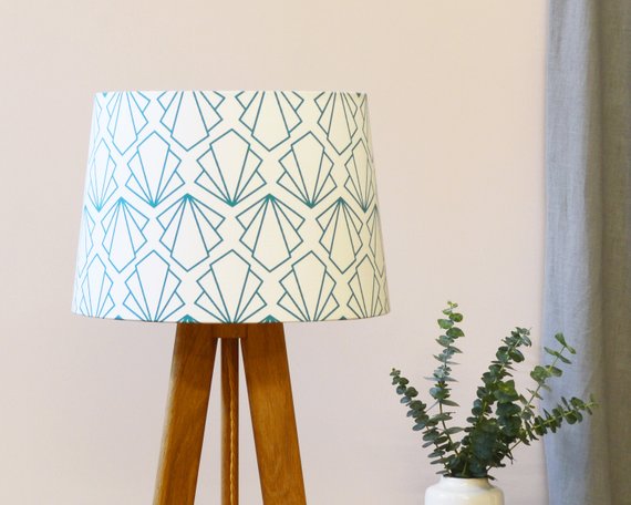 Turquoise Sunbeam Tapered Table And Floor Lampshade