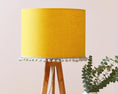 Load image into Gallery viewer, Mustard Yellow Linen Pom Pom Drum Bedroom Lampshade
