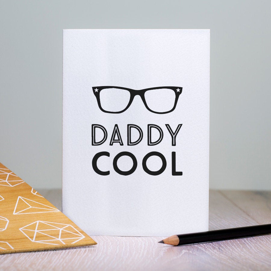 Daddy Cool Fathers Day Card, Retro Greeting Card, Love Dad, Funky Dad Birthday Card, Spectacles Glasses Design, Vintage Typography Card