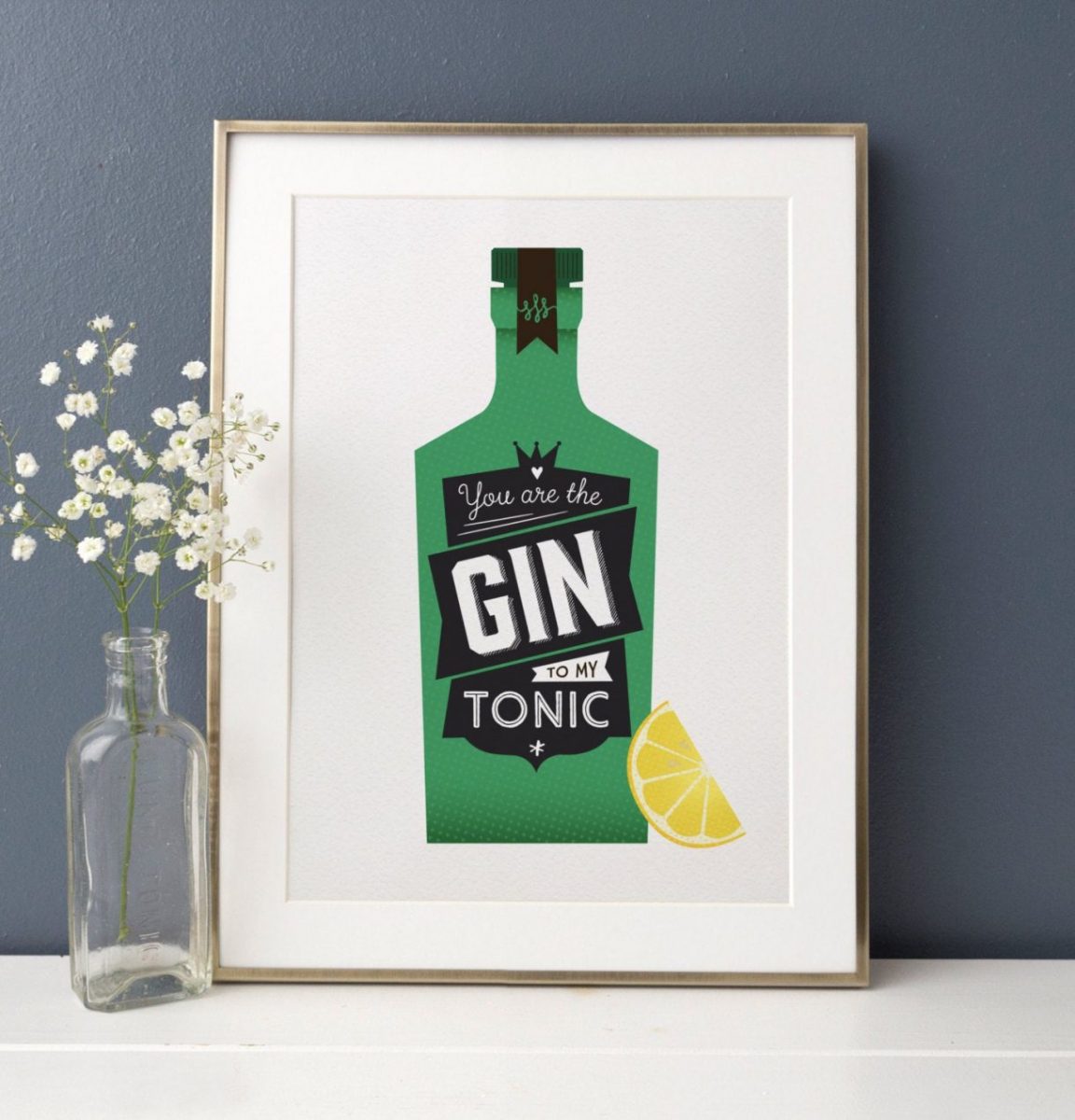 Gin & Tonic Print, Cocktail Poster, Retro Kitchen Print, You are the Gin To My Tonic, Vintage Design, Anniversary Gift, Gin Gift for Her