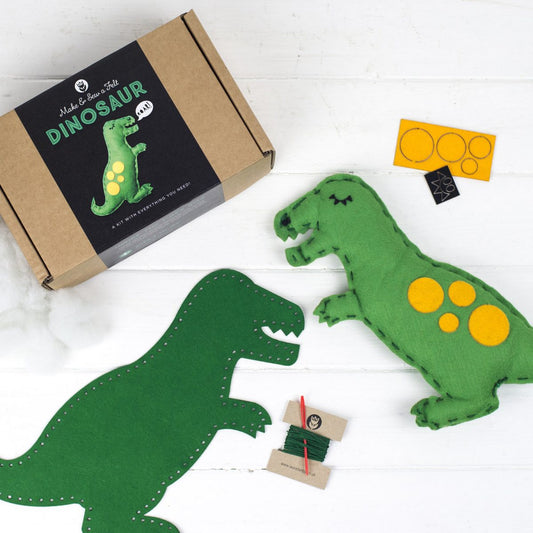 Dinosaur Craft Kit, T-Rex Sewing Kit, Dinosaur Toy, Felt Animal, Children's Soft Toy Kit, Gift for Kids, Precut Felt, Christmas Craft Box