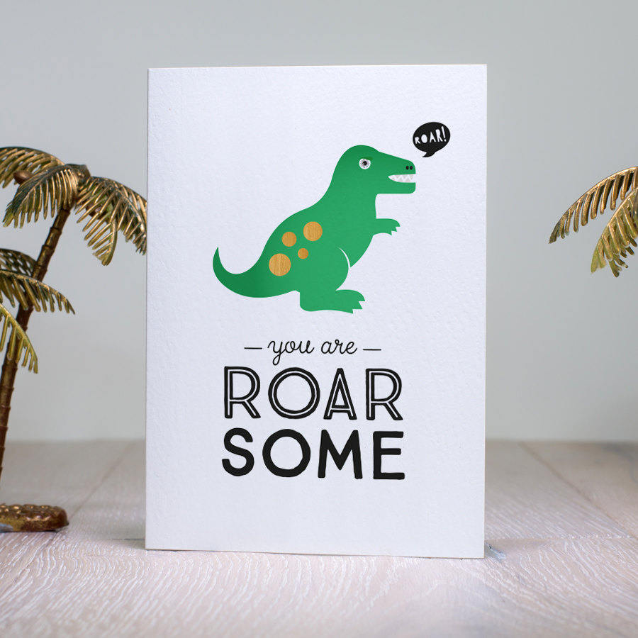 Dinosaur Fathers Day Card, T-Rex Card for Dad, Roar-some Awesome Jurassic Card, Fathers Day Gift, Dad Gift From Son, Cheeky Retro Dinosaur