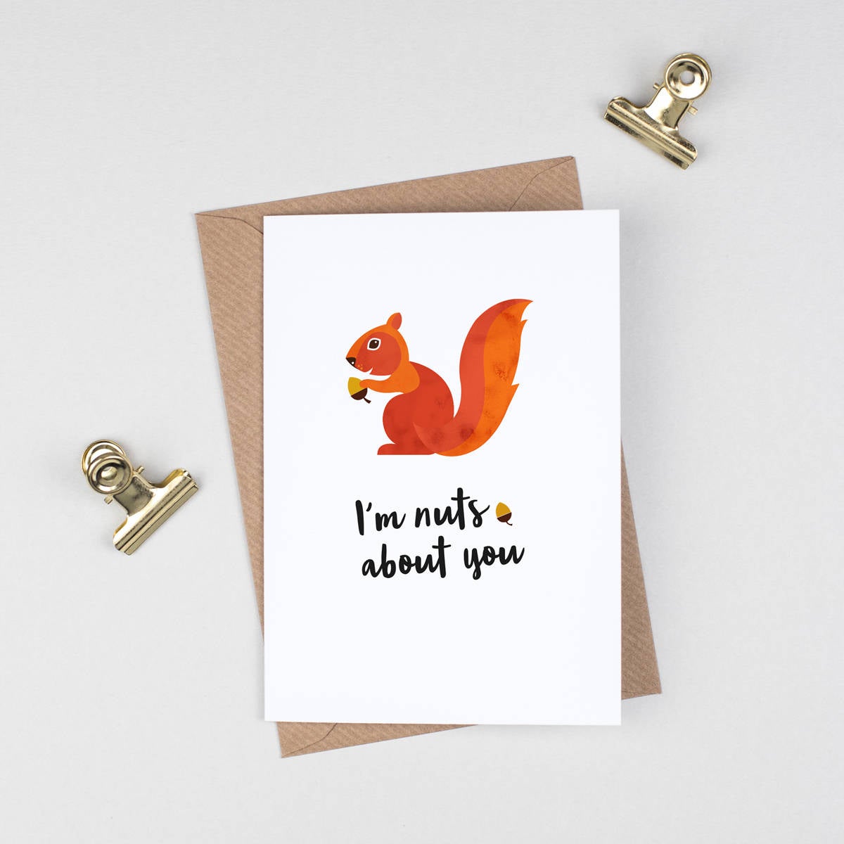 Funny Valentine's Card, Squirrel Love Card, Nuts About You, Romantic Animal Pun Card For Boyfriend Girlfriend, Anniversary, Laura Danby