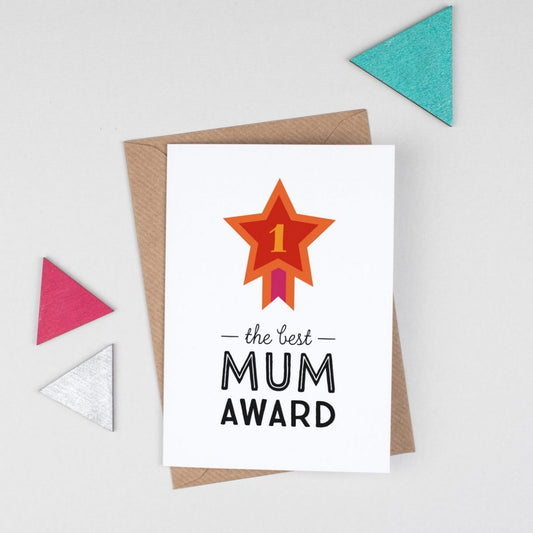 Best Mothers Day Card, Funny Mum Card, Number One Mum, Best Award Card for Mum, Mothers Day Gift, Love Mum, Retro Birthday Card, Star Badge
