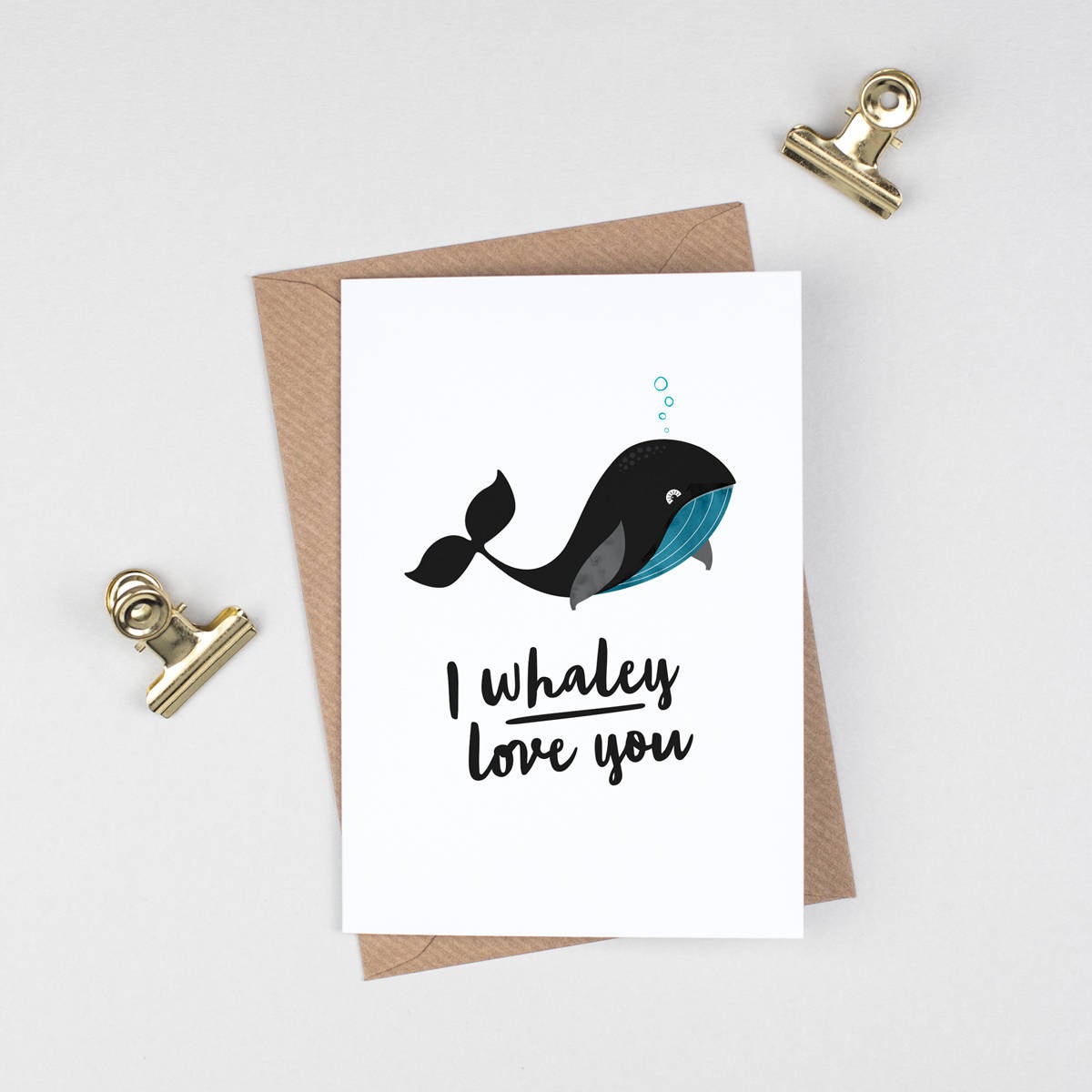 Whale Valentine's Card, Funny Love Card, Animal Pun, I Love You, Romantic Anniversary Engagement Card for Her, Him, Girlfriend, Boyfriend
