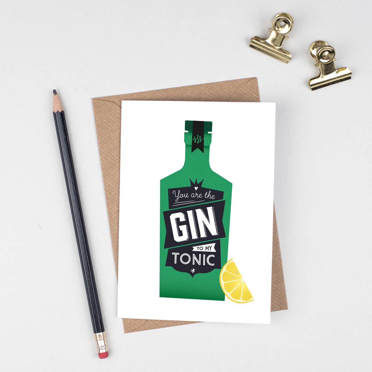Gin Valentine's Card, Gin to my Tonic Love Card, Funny Valentines Card, Retro Gin Lovers Card, Card for Girlfriend, Anniversary Card