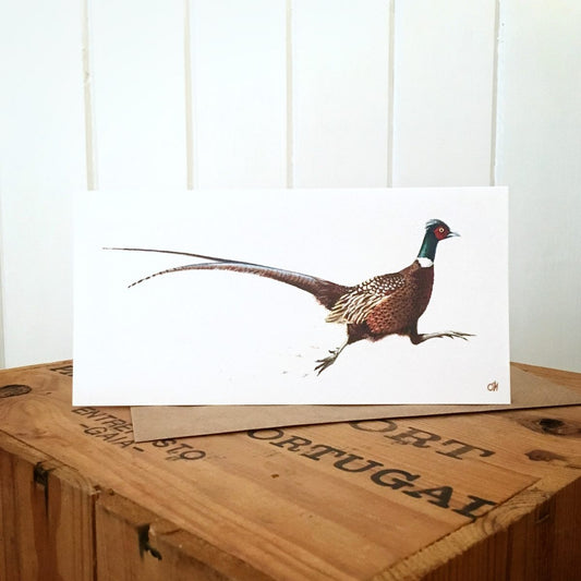 Running Pheasant Greetings Card