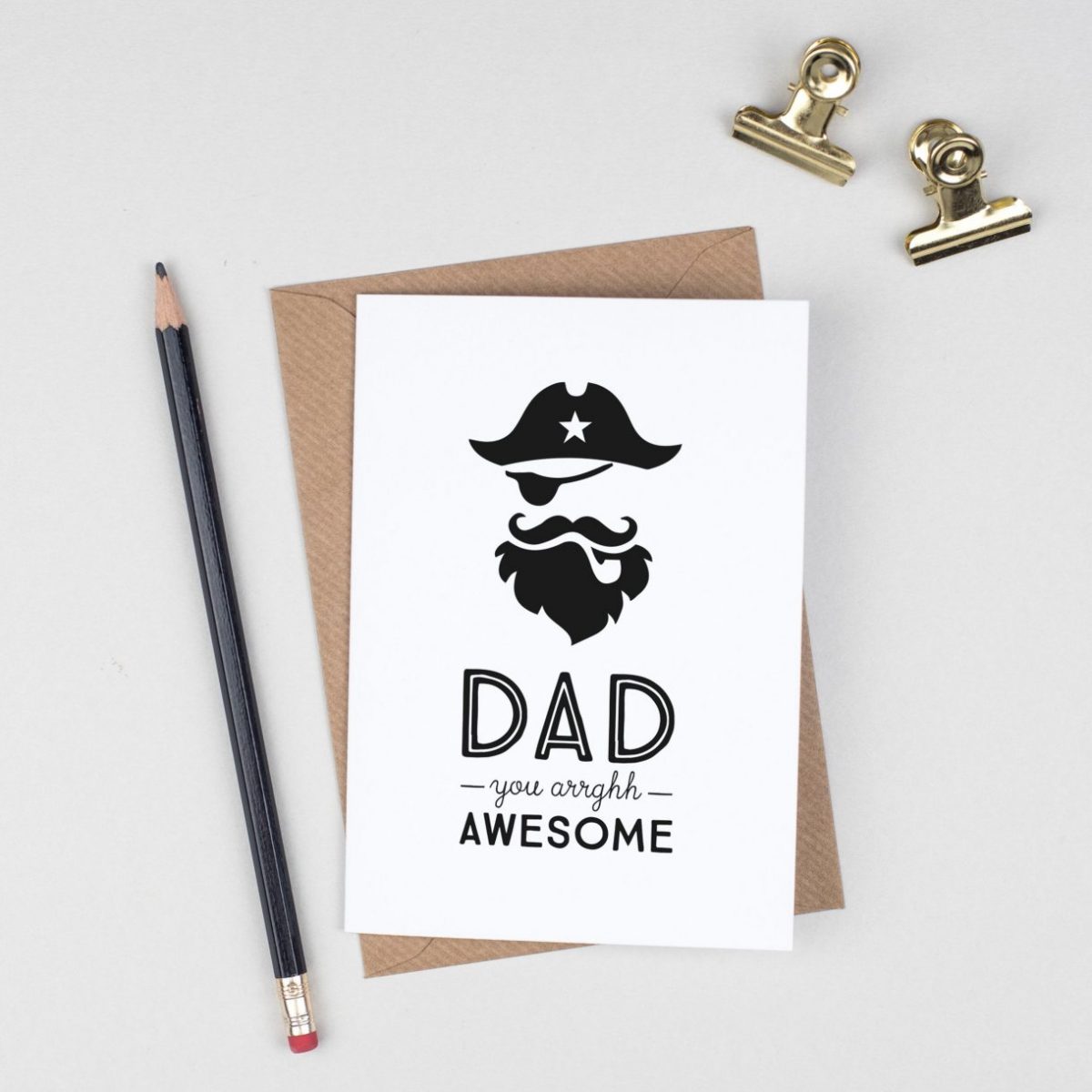 Pirate Fathers Day Card - Fathers Day Card Funny - Dad Birthday Card - First Fathers Day Card - Fathers Day Gift From Son - Awesome Daddy