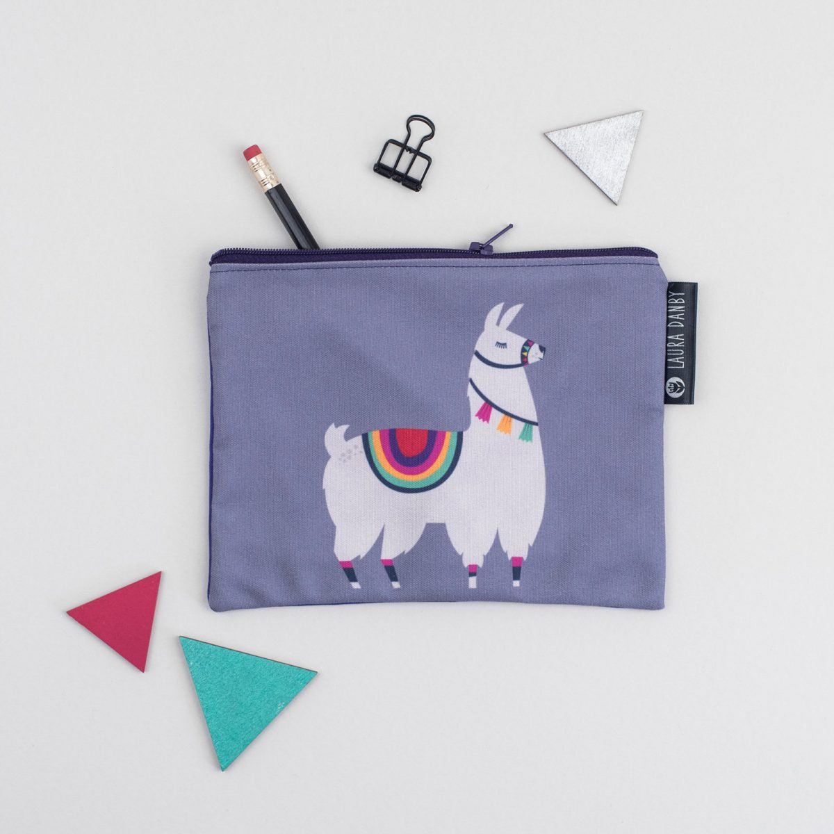 Llama Purse, Mexican Design, Pencil Case, Llama Gift, Tassel, Pom Pom, Rainbow Clutch Bag, Alpaca Pouch, Geometric Makeup Bag, Birthday Gift