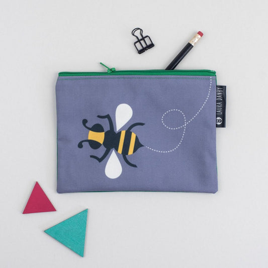 Bee Purse, Animal Pencil Case, Bee Gift, Woodland Makeup Bag, Green Bee Toiletry Bag, Bee Coin Pouch, Scandinavian Design, Animal Lover Gift