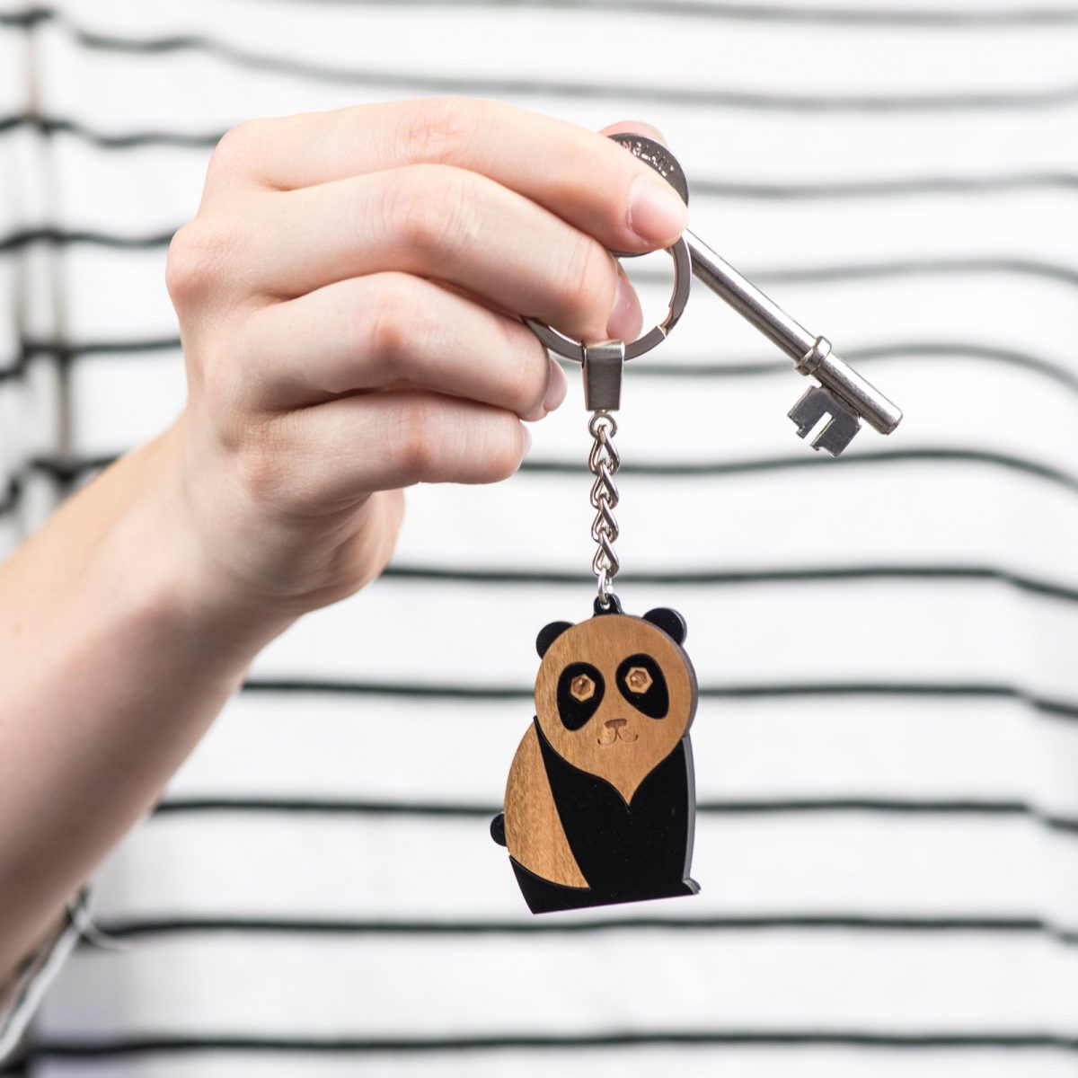 Panda Key Ring, Panda Key Chain, Panda Gift, Animal Key Holder, Birthday Gift for Her, New Home Gift, Laura Danby, Laser Cut Acrylic & Wood