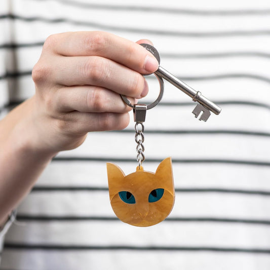 Cat Keyring, Ginger Cat Lover Gift, Animal Key Fob, Pet Key Chain, Gift for Her, New Home or Birthday Gift, Laura Danby, Laser Cut Acrylic