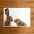 Load image into Gallery viewer, Kissing Hares fine art giclée print
