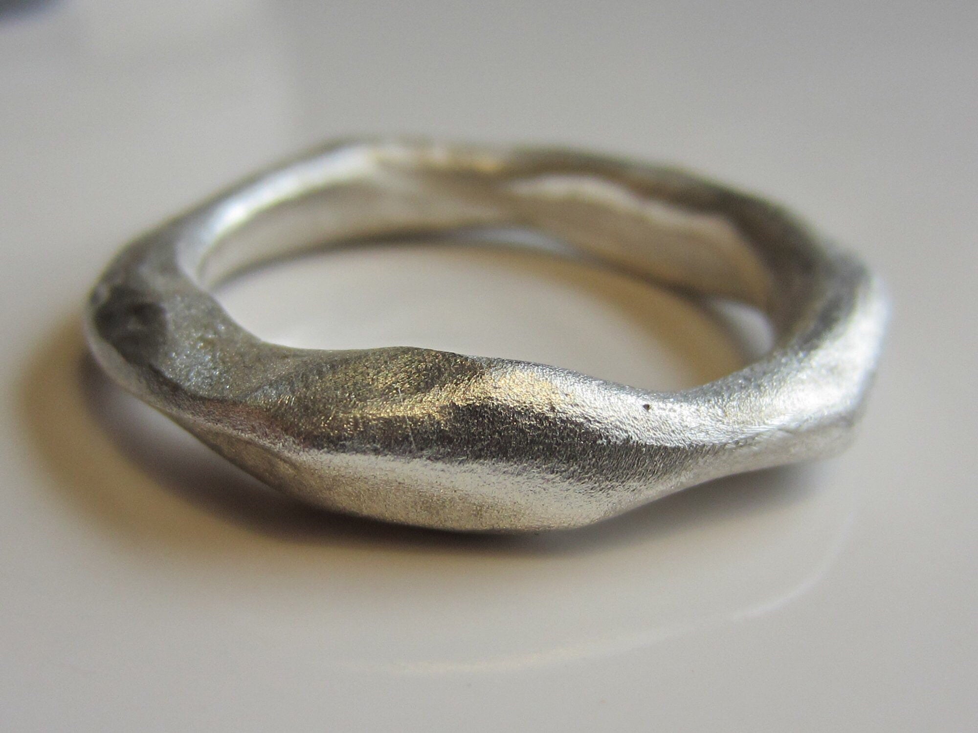Sterling silver ring - Organic Molten for Men medium to large sizes, freeform wedding band, commitment promise ring, for him