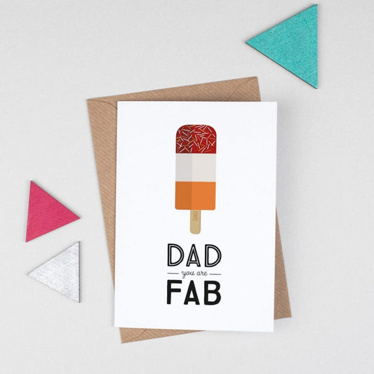 Retro Fathers Day Card 'Dad You Are Fab', Funny Greeting Card For Dad, Fab Lolly, Dads Birthday Card, Fun Lollipop Card, Fathers Day Gift