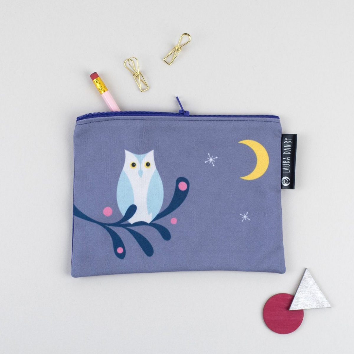 Owl Canvas Pencil Case, Animal Purse, Owl Gift, Printed Owl Makeup Bag, Small Toiletry Bag, Coin Pouch, Illustrated Design, Bird Lover Gift
