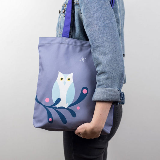 Owl Bird Cotton and Canvas Tote Bag