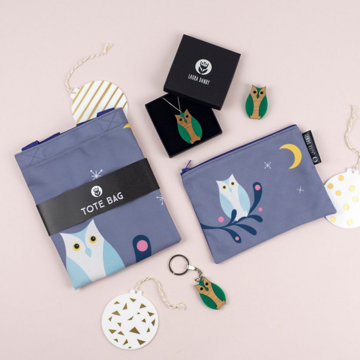 Owl Bird Gift Set, Tote Bag, Pencil Case, Necklace, Brooch & Keyring Gift Set For Her, For Women, For Christmas, Fun Bird Gifts For Kids