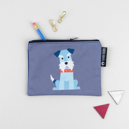 Schnauzer Dog Canvas Pencil Case, Animal Purse, Dog Gift, Fun Makeup Bag, Small Toiletry Bag, Pouch, Scandinavian Design, Dog Lover Gift