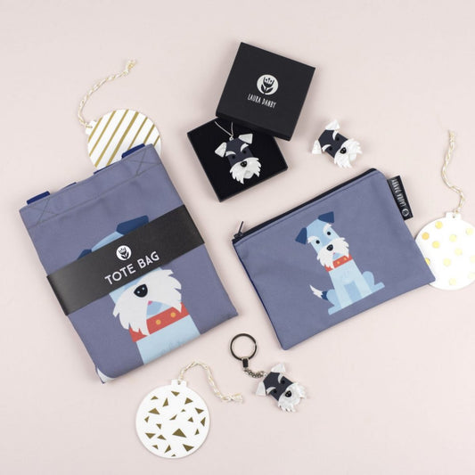 Schnauzer Dog Gift Set, Bag, Pencil Case, Necklace, Keyring & Brooch Gift Set For Her, For Women, For Christmas, Dog Lover Gifts For Kids