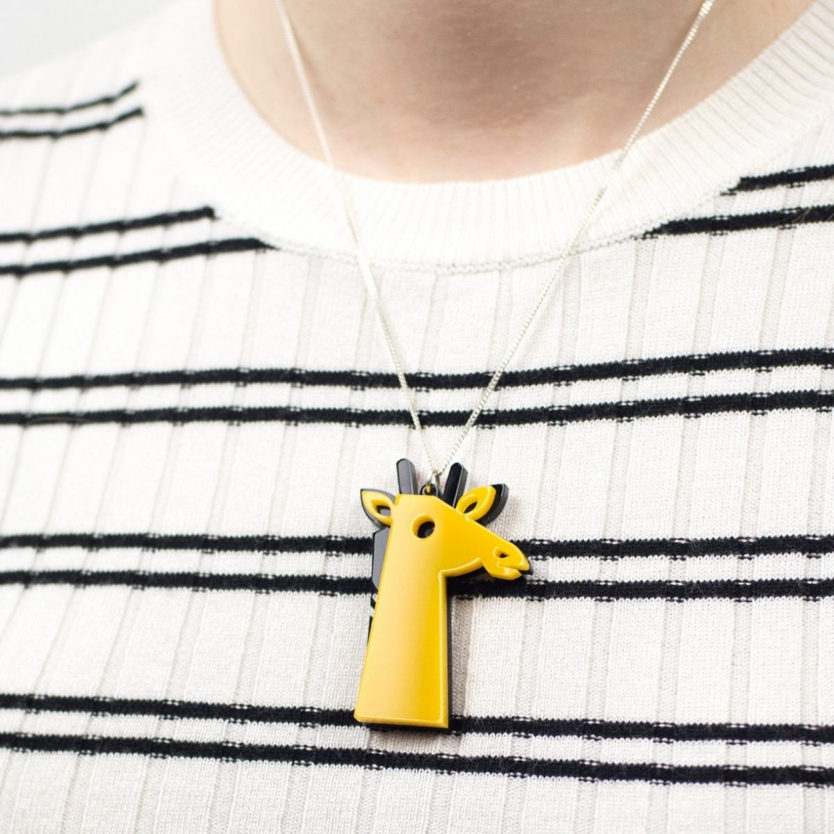 Giraffe Necklace, Giraffe Jewellery, Laser Cut Acrylic Pendant, Jungle Statement Necklace, Scandinavian Design, Giraffe Gift for Her