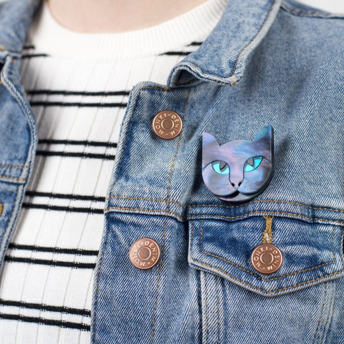 Acrylic Cat Brooch, Grey Cat Gift, Cat Brooches For Women, Animal Jewellery, Pet Brooch Pin, Laser Cut Acrylic, Feline Badge, Brooch For Her