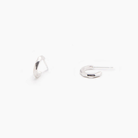 Geometric Open Hoop Earrings,Handmade sterling silver earrings, Silver Minimalist Tiny Stud Earrings
