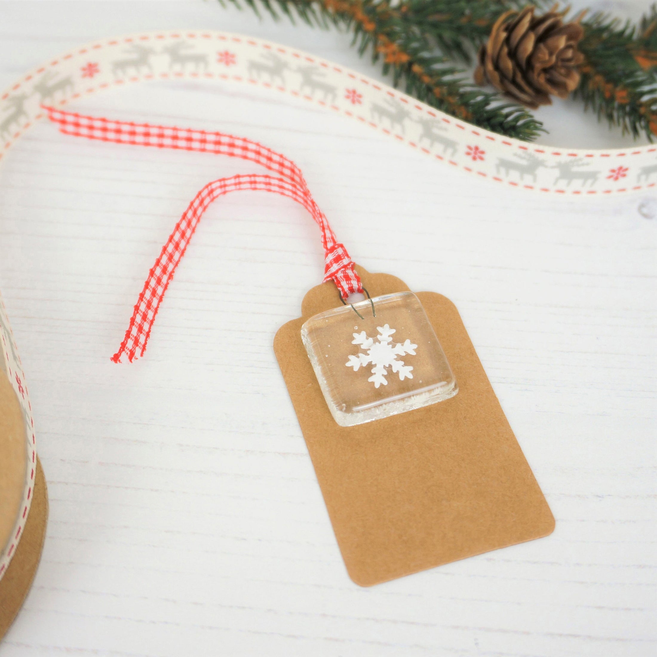 Single Handmade Glass Paper Cut Snowflake Keepsake Gift Tag By Jessica Irena Smith Glass