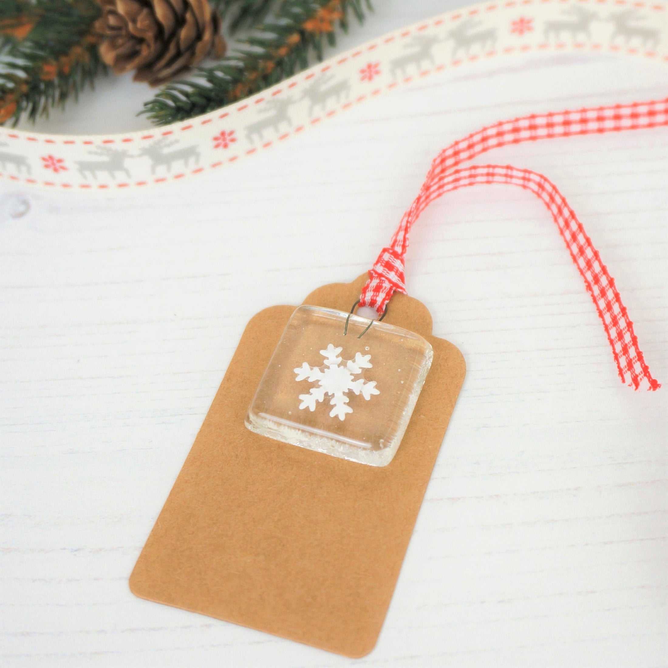 Single Handmade Glass Paper Cut Snowflake Keepsake Gift Tag By Jessica Irena Smith Glass