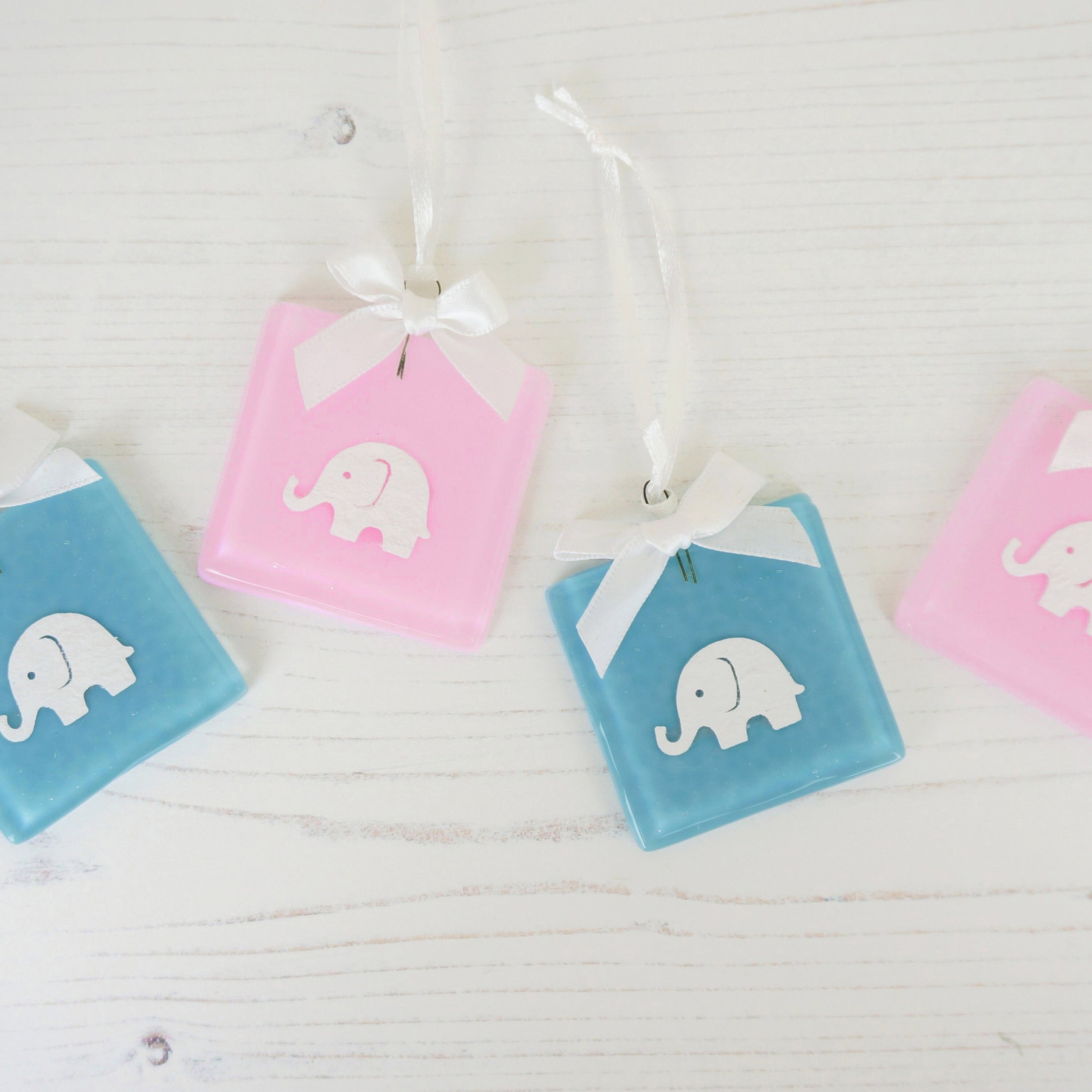 Handmade Glass Paper Cut Baby Elephant Keepsake In Pink Or Blue By Jessica Irena Smith Glass