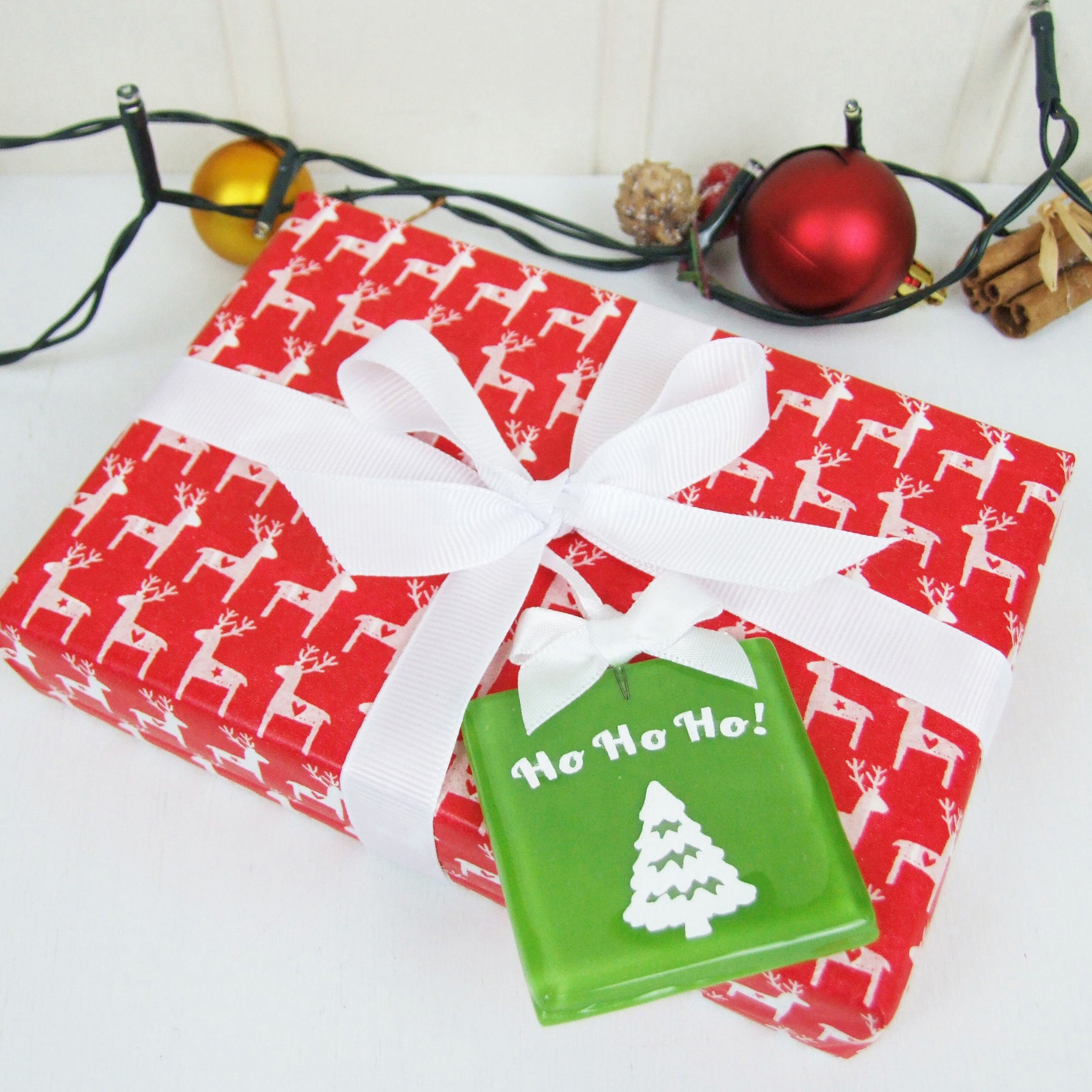 Handmade Glass Paper Cut Christmas Keepsake In Red Robin Or Green Christmas Tree Design By Jessica Irena Smith Glass