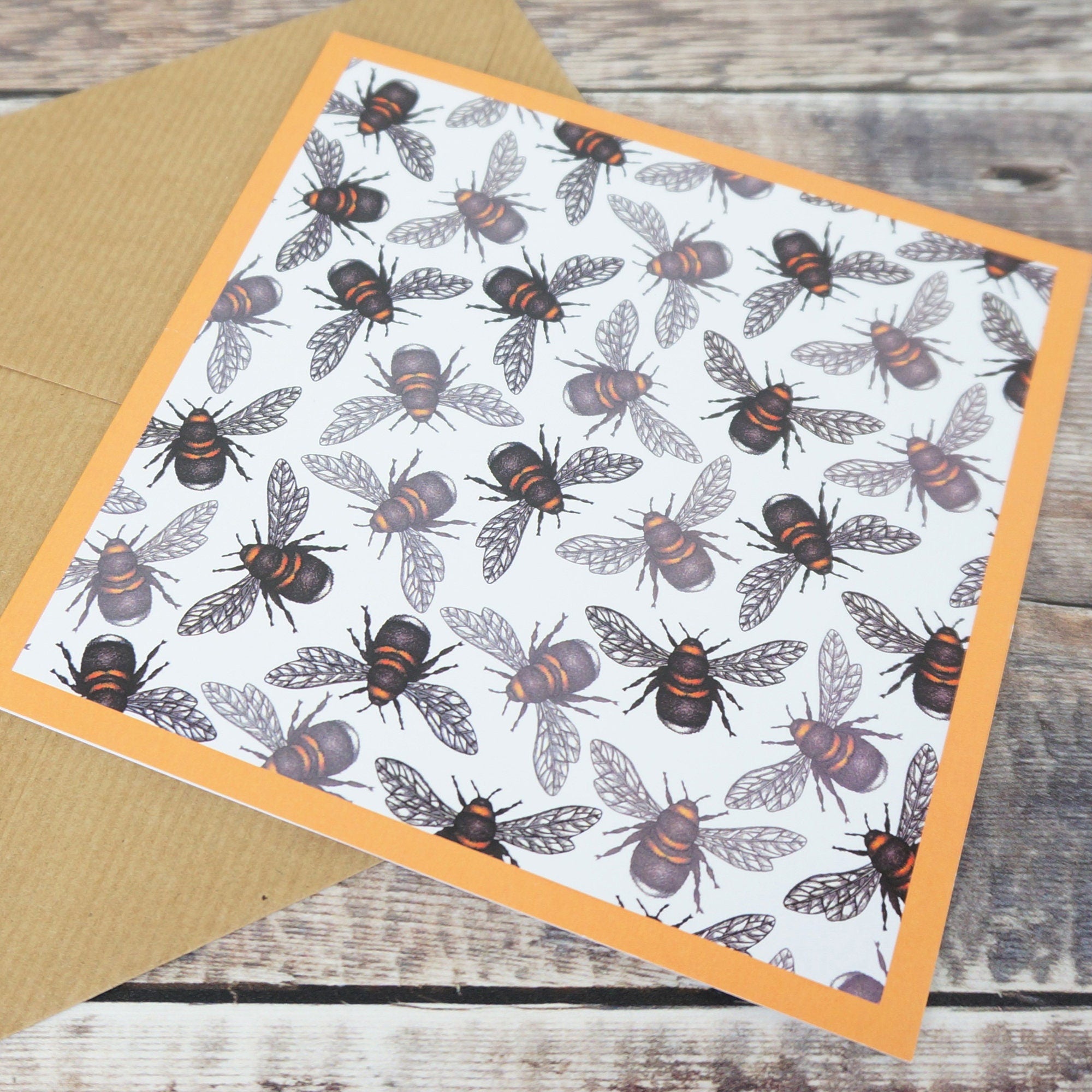 Bumblebee Bee Illustrated Blank Greetings Card By Jessica Irena Smith