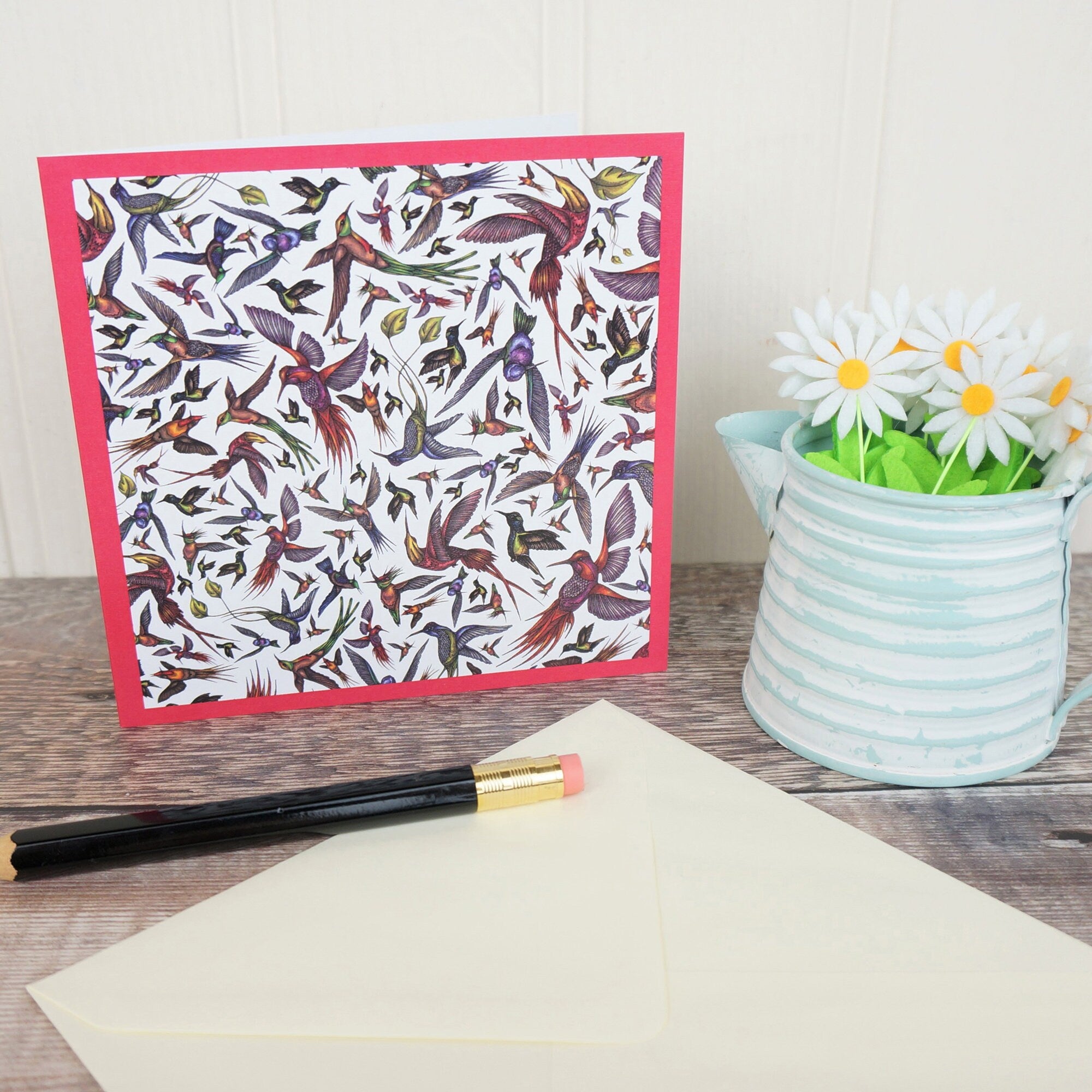 Hummingbird Bird Illustrated Blank Greetings Card By Jessica Irena Smith