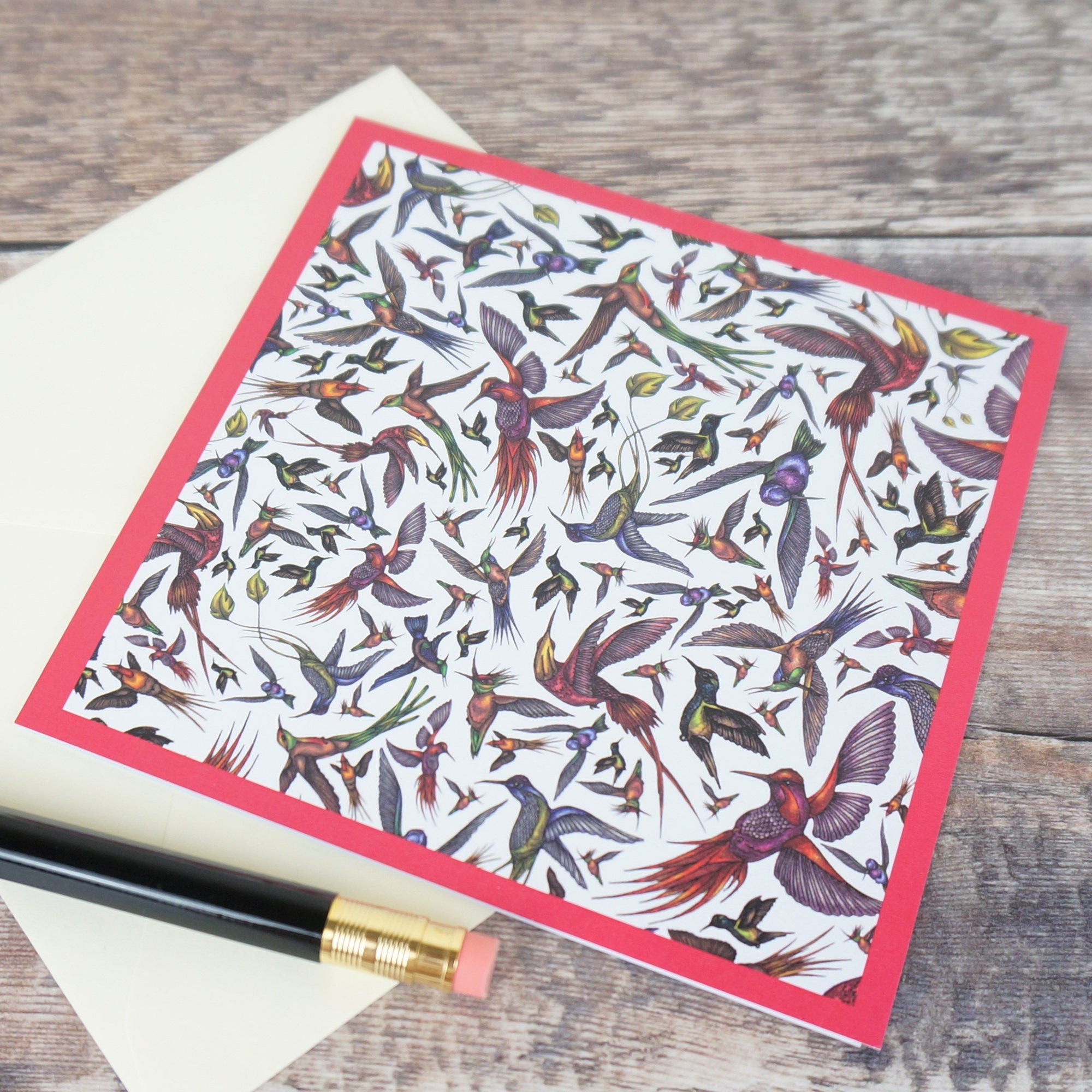 Hummingbird Bird Illustrated Blank Greetings Card By Jessica Irena Smith