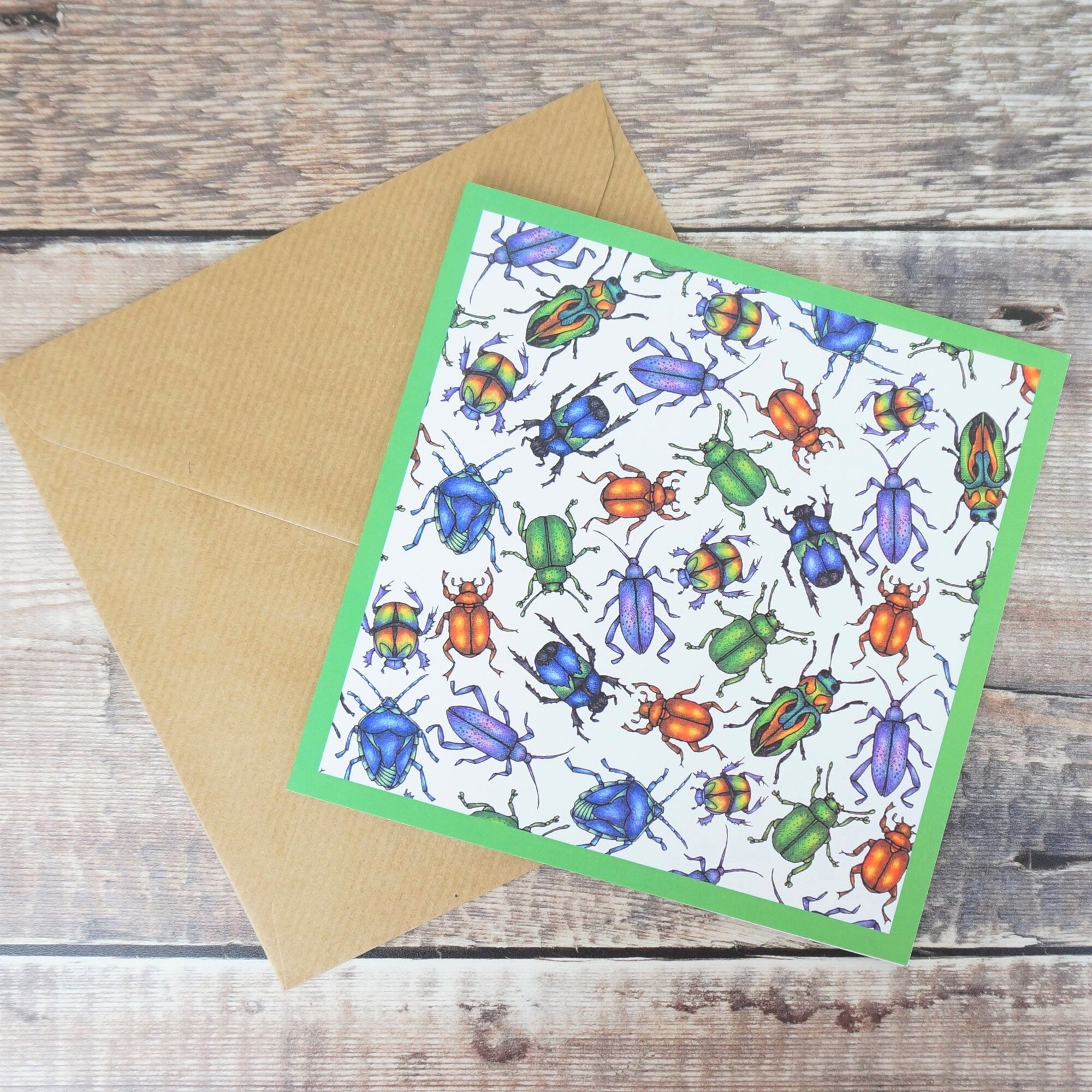 Beetle Bug Illustrated Blank Greetings Card By Jessica Irena Smith