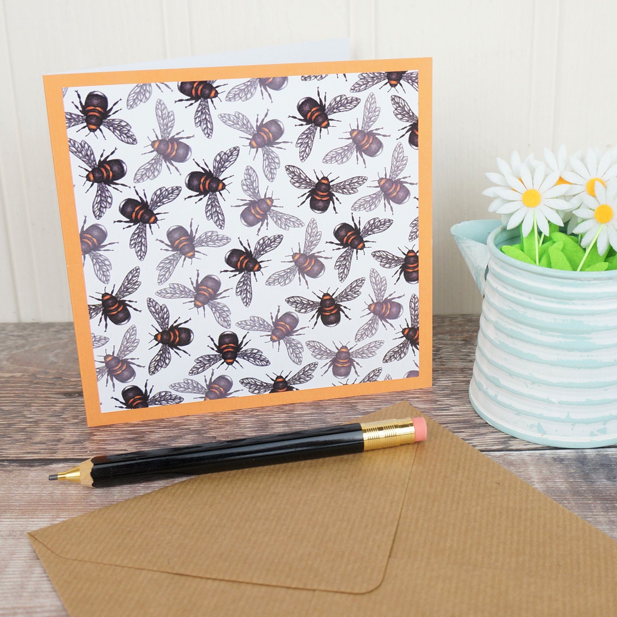 Bumblebee Bee Illustrated Blank Greetings Card By Jessica Irena Smith