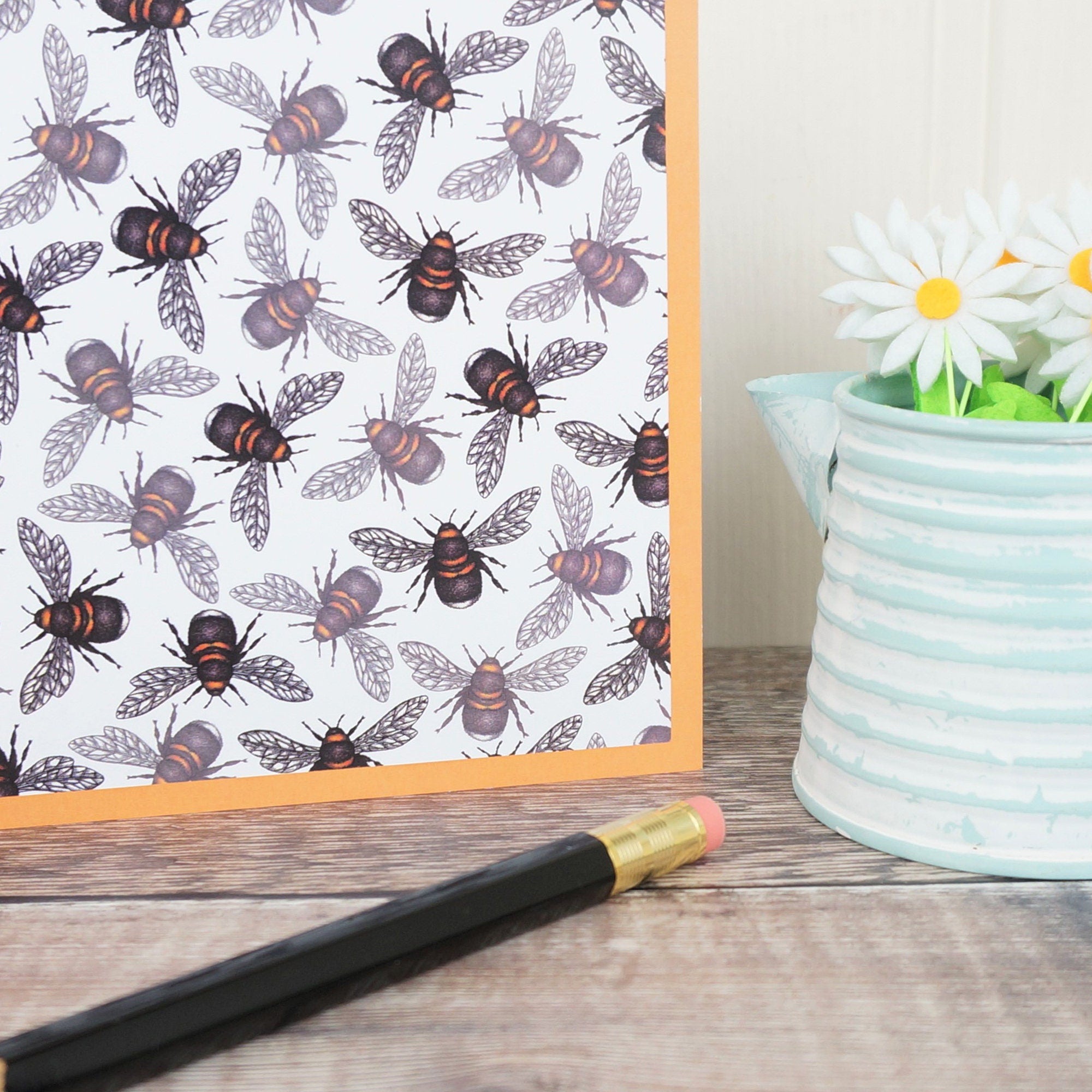 Bumblebee Bee Illustrated Blank Greetings Card By Jessica Irena Smith