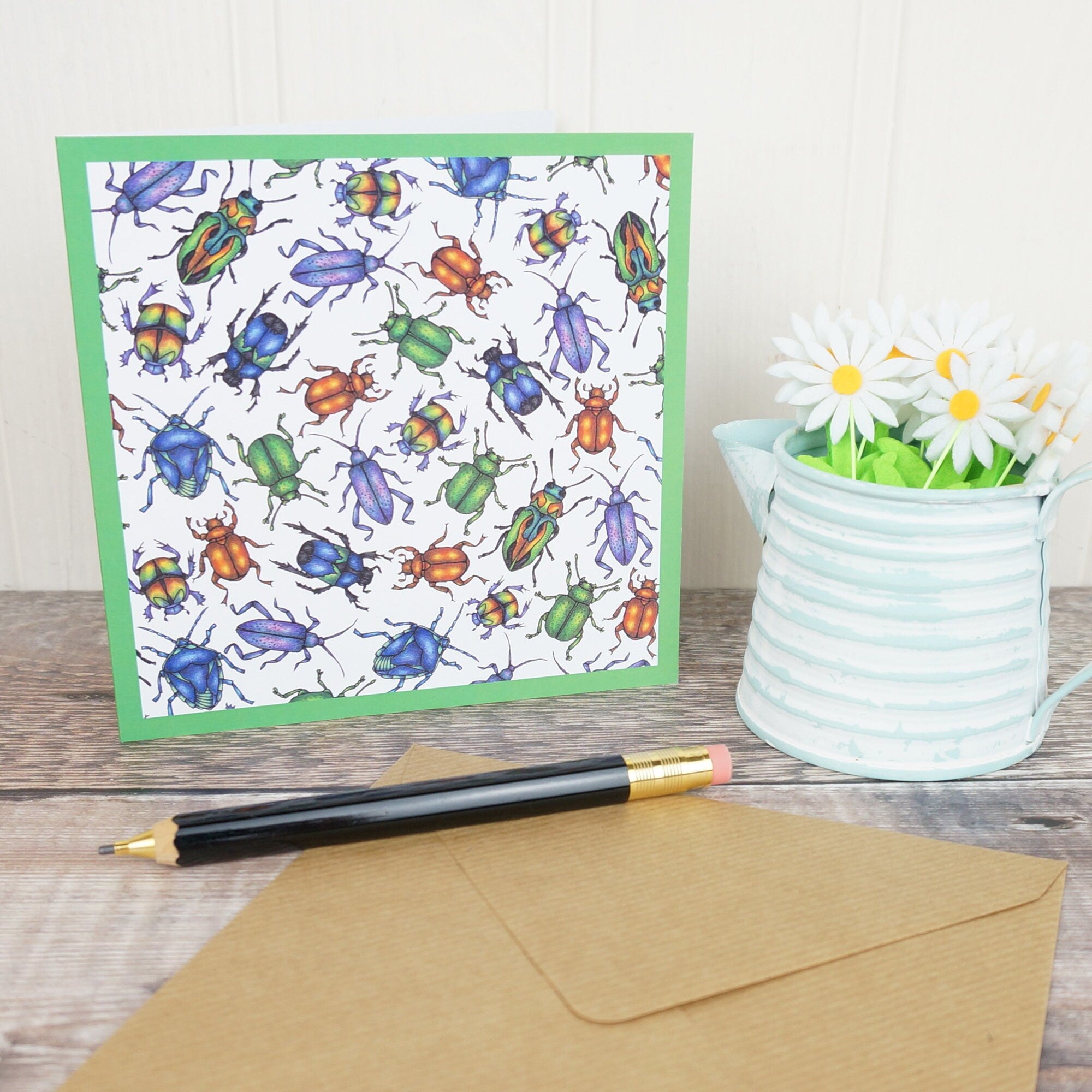 Beetle Bug Illustrated Blank Greetings Card By Jessica Irena Smith