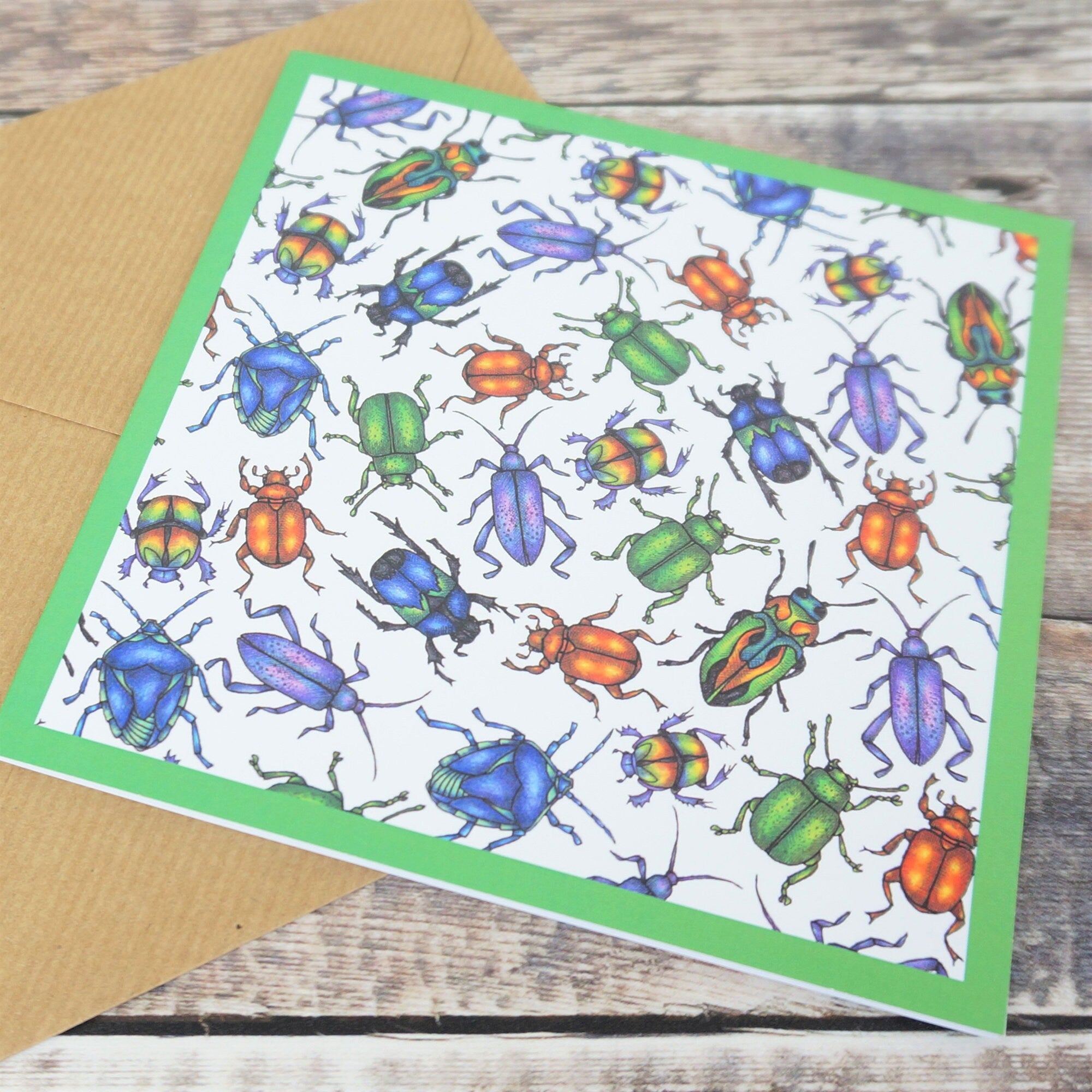 Beetle Bug Illustrated Blank Greetings Card By Jessica Irena Smith