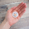 Load image into Gallery viewer, Handmade Fused Glass Snowman Face Christmas Brooch Badge By Jessica Irena Smith Glass
