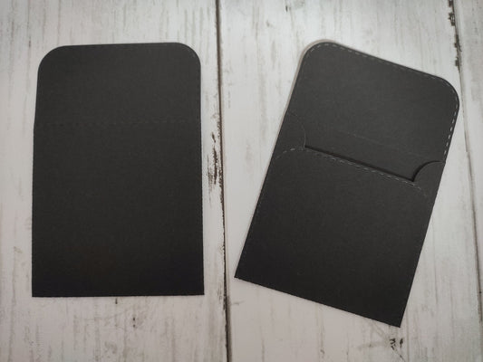 10 Black Square Stitched Edge Envelopes - Handmade - 5.9 x 5.9cm